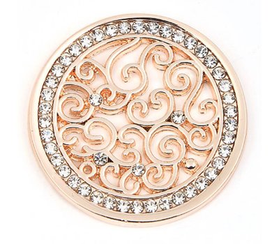 Munt voor Muntketting Indian vintage witte crystals rose goud