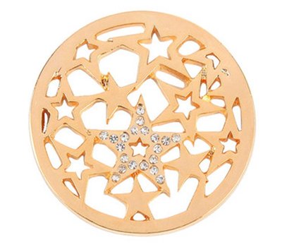 Munt voor Muntketting Sterren met crystals goud