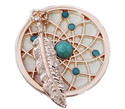 Munt voor Muntketting Dromenvanger turquoise rose goud