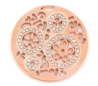 Munt voor Muntketting Wheels met crystals rose goud