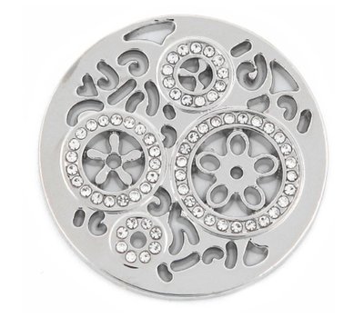 Munt voor Muntketting Wheels met crystals zilver