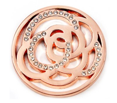 Munt voor Muntketting Twisting circles met crystals rose goud