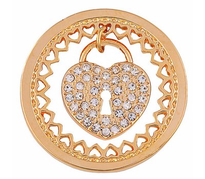 Munt voor Muntketting Heart key lock goud