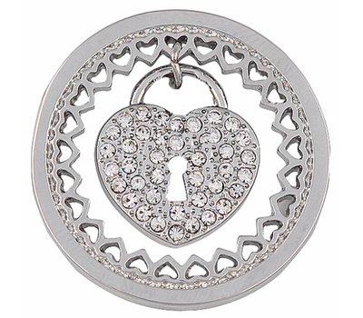 Munt voor Muntketting Heart key lock zilver