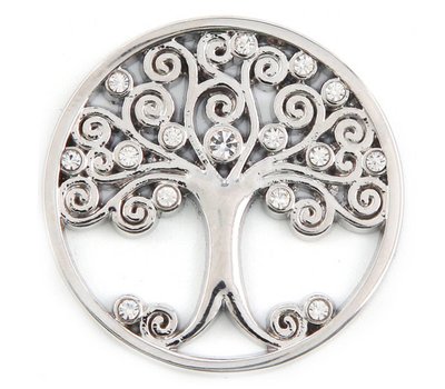 Munt voor Muntketting Levensboom witte crystals zilver