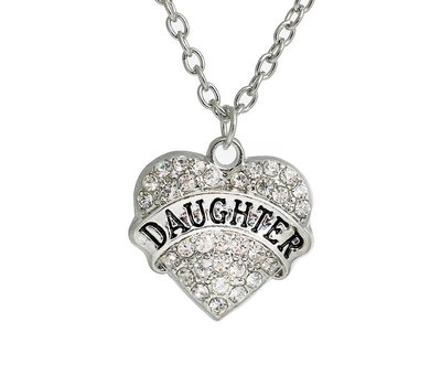 Moederdag cadeau Ketting met daughter en witte crystals