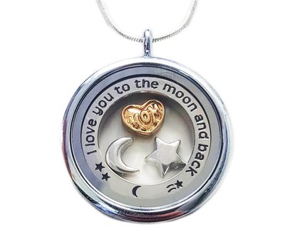 Moederdag cadeau Memory locket Ketting mom i love you to the moon