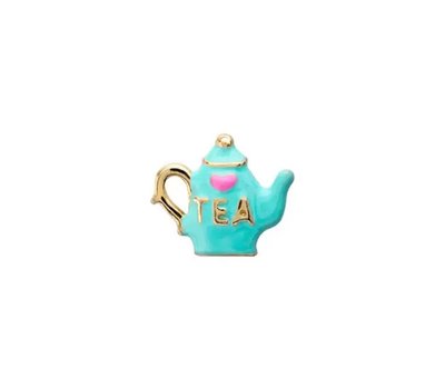 Floating Charms. Floating locket charm theepot blauw voor de memory locket