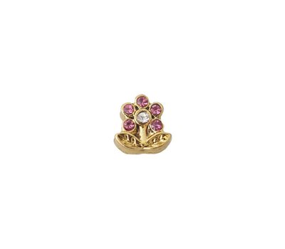 Floating Charms. Floating charm bloem roze goud voor de memory locket