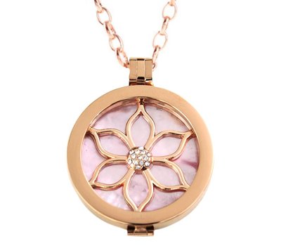 Complete Muntketting Pink Pearl Flower Rose Goud