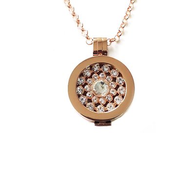 Complete Muntketting Shiny crystals smal rose goud