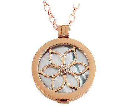 Complete Muntketting Pearl Flower rose goud