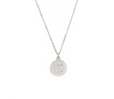 Ketting met letter Letter Ketting Crystal D zilver van roestvrij staal.