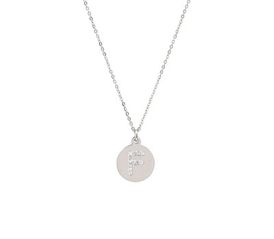 Ketting met letter Letter Ketting Crystal F zilver van roestvrij staal. -