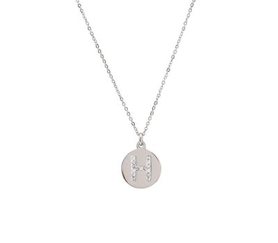 Ketting met letter Letter Ketting Crystal H zilver van roestvrij staal.