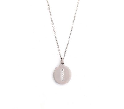 Ketting met letter Letter Ketting Crystal I zilver van roestvrij staal.