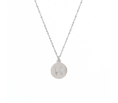 Ketting met letter Letter Ketting Crystal K zilver van roestvrij staal.