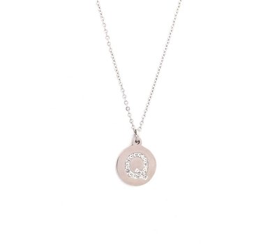 Ketting met letter Letter Ketting Crystal Q zilver van roestvrij staal.