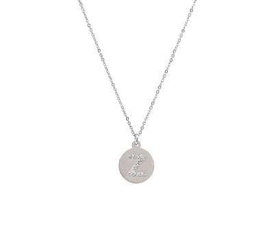 Ketting met letter Letter Ketting Crystal Z zilver van roestvrij staal.