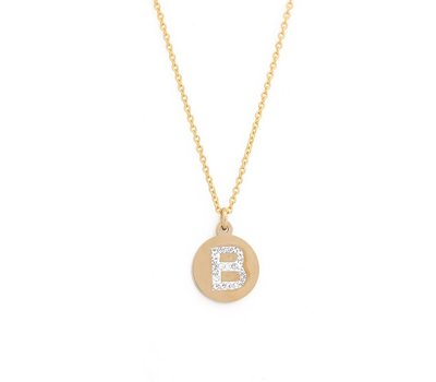 Ketting met letter Letter Ketting Crystal B goud van roestvrij staal.