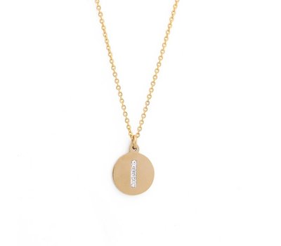 Ketting met letter Letter Ketting Crystal I goud van roestvrij staal.