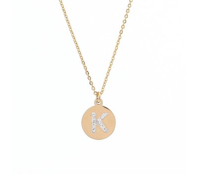 Ketting met letter Letter Ketting Crystal K goud van roestvrij staal.