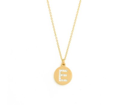 Ketting met letter Letter Ketting Crystal E goud van roestvrij staal.