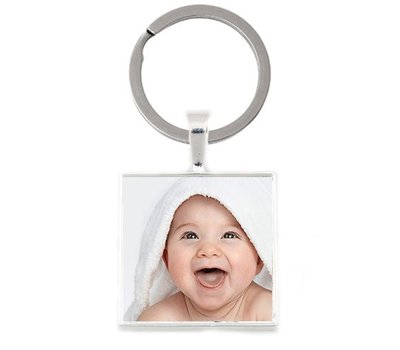 Sleutelhanger met foto Sleutelhanger met foto vierkant zilver
