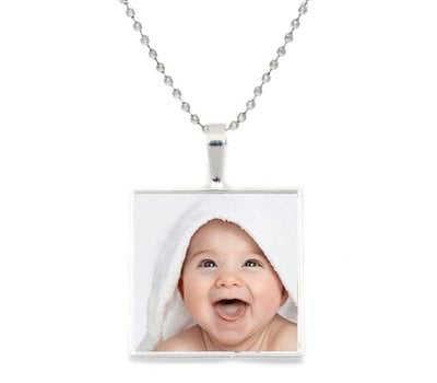 Ketting met foto Ketting met foto hanger vierkant zilver