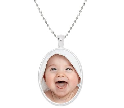 Ketting met foto Ketting met foto hanger ovaal klein zilver