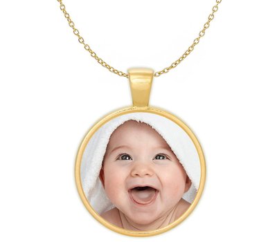 Ketting met foto Ketting met foto hanger rond goud