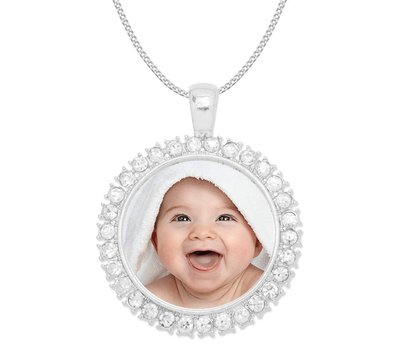 Ketting met foto Ketting met foto hanger zilver met crystals