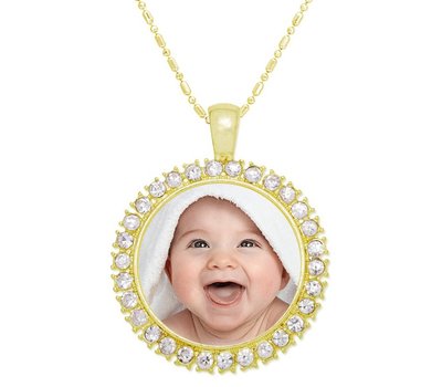 Ketting met foto Ketting met foto hanger goud met crystals