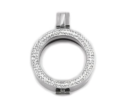Hanger voor Muntketting Zilver smal sparkling Strass van Roestvrij Staal