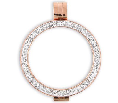 Hanger voor Muntketting Rose goud sparkling Strass van Roestvrij Staal