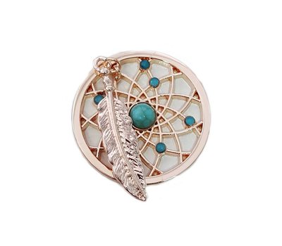 Munt voor Muntketting Dromenvanger smal turquoise rose goud