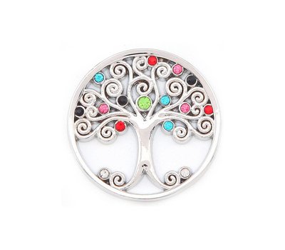 Munt voor Muntketting Levensboom smal multi color zilver