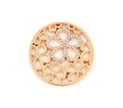 Munt voor Muntketting Bloemen smal met crystals goud