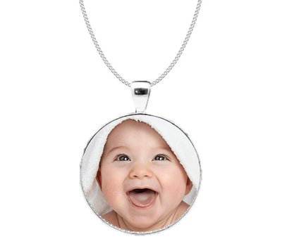 Foto Sieraad Foto Ketting Ronde Fotobedel vintage Middel Verzilverd