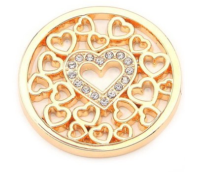 Munt voor Muntketting Love hearts goud