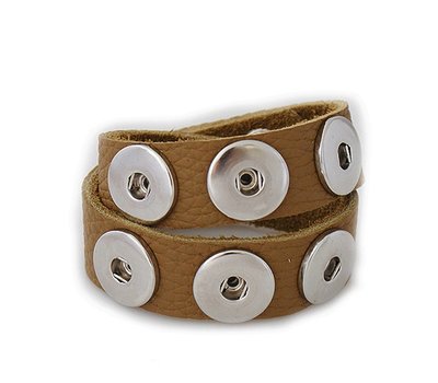 Clicks Sieraden Clicks armband nubuck leer dubbel cognac
