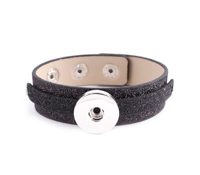 Clicks Sieraden Clicks armband leer glitter zwart