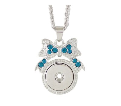 Clicks Sieraden Clicks hanger met strik blauw inclusief ketting zilver