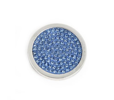 Munt voor Muntketting Full crystals licht blauw smal zilver