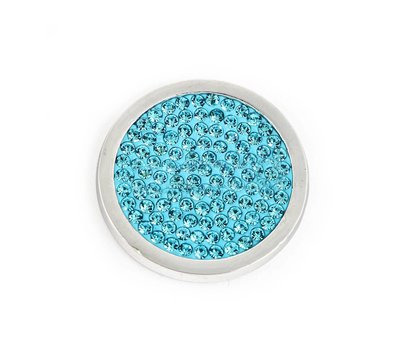 Munt voor Muntketting Full crystals turquoise smal zilver