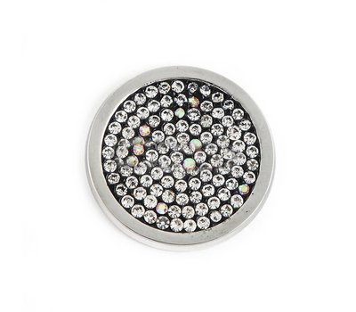 Munt voor Muntketting Full crystals wit zwart smal zilver