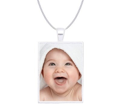 Ketting met foto Ketting met foto hanger rechthoek zilver