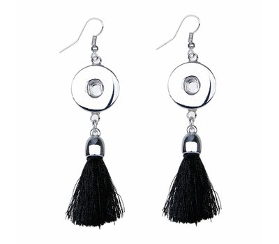 Clicks Sieraden Clicks Oorhangers met kwastje zwart Zilver