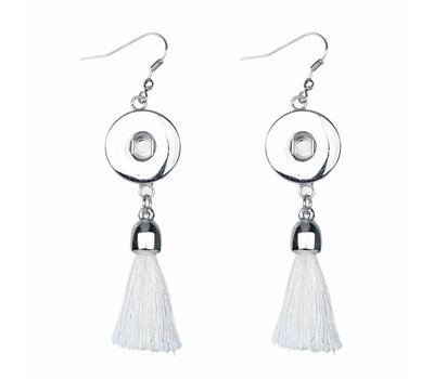 Clicks Sieraden Clicks Oorhangers met kwastje creme Zilver