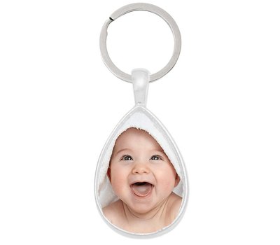 Sleutelhanger met foto Sleutelhanger met foto druppel zilver